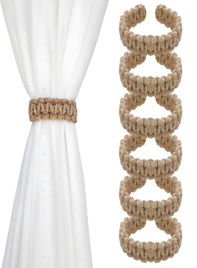CYUXING 6Pcs Bohemian Braided Curtain Hooks, Exquisite & Compact Home Goods, Elegant Rustic Curtain Accessories Suitable for The Pursuit of Natural & Simple Decoration Style - Image 1